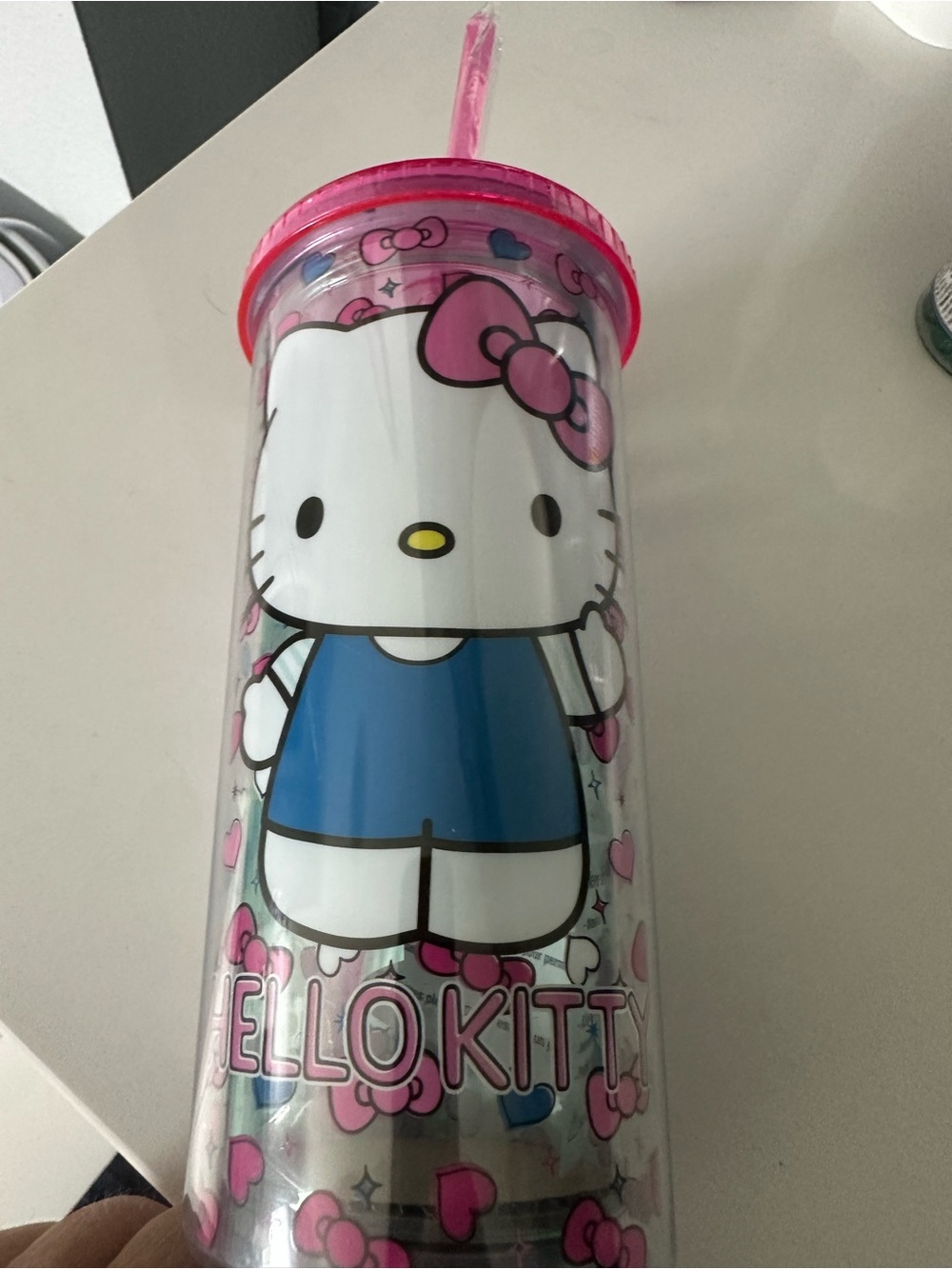 Hello Kitty Pink and Blue Acrylic Tumbler with Straw